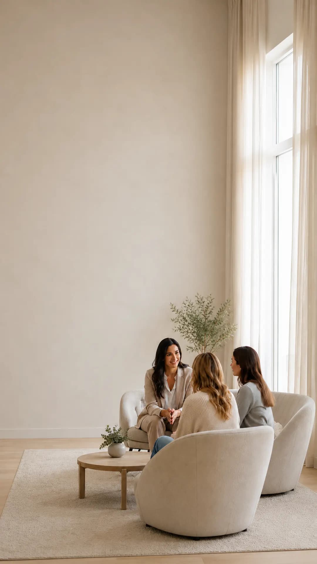 Surrogacy agency consultation with intended parents in a bright modern office