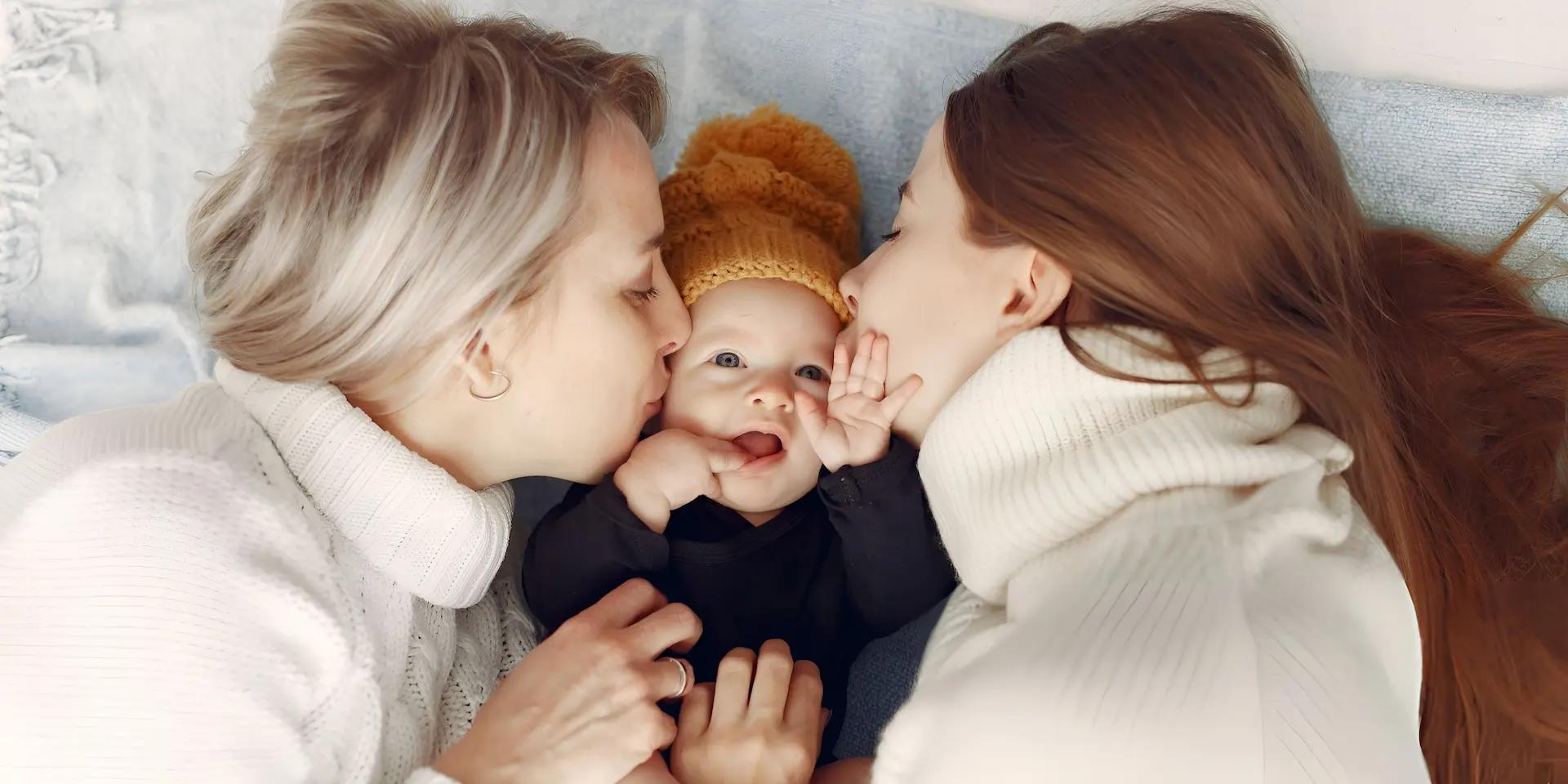 two intended mothers with her baby